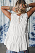 Waffle Knit Ruffled Tiered Sleeveless Tank Top
