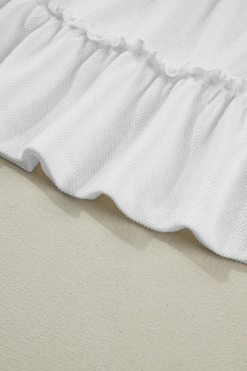 Waffle Knit Ruffled Tiered Sleeveless Tank Top