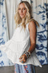 Waffle Knit Ruffled Tiered Sleeveless Tank Top