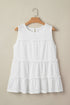 Waffle Knit Ruffled Tiered Sleeveless Tank Top