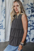 Waffle Knit Ruffled Tiered Sleeveless Tank Top