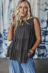 Waffle Knit Ruffled Tiered Sleeveless Tank Top