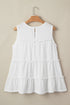 Waffle Knit Ruffled Tiered Sleeveless Tank Top
