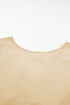 Waffle Knit Sequin Patchwork Sleeve Open Back Top