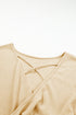 Waffle Knit Sequin Patchwork Sleeve Open Back Top