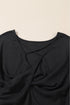 Waffle Knit Sequin Patchwork Sleeve Open Back Top