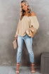 Waffle Knit Sequin Patchwork Sleeve Open Back Top
