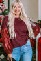 Waffle Knit Sequin Patchwork Sleeve Open Back Top