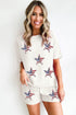 Waffle Knit Sequin Star American Flag Graphic Set