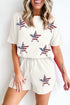Waffle Knit Sequin Star American Flag Graphic Set