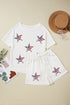 Waffle Knit Sequin Star American Flag Graphic Set