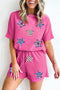 Waffle Knit Sequin Star Flag Two Piece Graphic Set