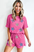Waffle Knit Sequin Star Flag Two Piece Graphic Set