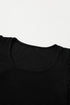 Waffle Knit Square Neck Puff Sleeve Top
