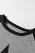 Waffle Knit Star Patch Raglan Sleeve Top