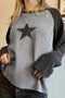 Waffle Knit Star Patch Raglan Sleeve Top