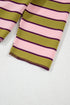 Waffle Knit Striped Notched Neck Long Sleeve Top