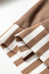 Waffle Knit Striped Patchwork Button Neck Drawstring Hoodie