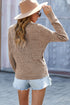 Waffle Knit Surplice V Neck Long Sleeve Top