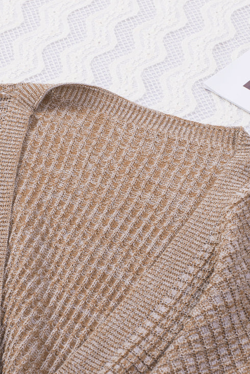 Waffle Knit Surplice V Neck Long Sleeve Top