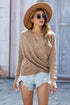 Waffle Knit Surplice V Neck Long Sleeve Top