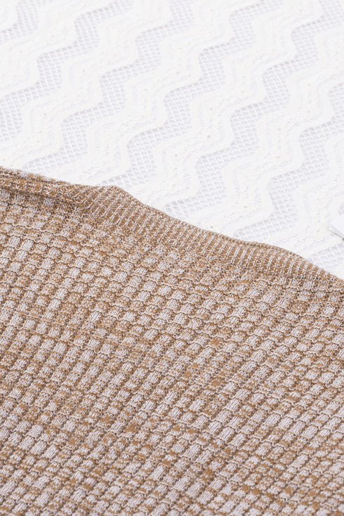Waffle Knit Surplice V Neck Long Sleeve Top