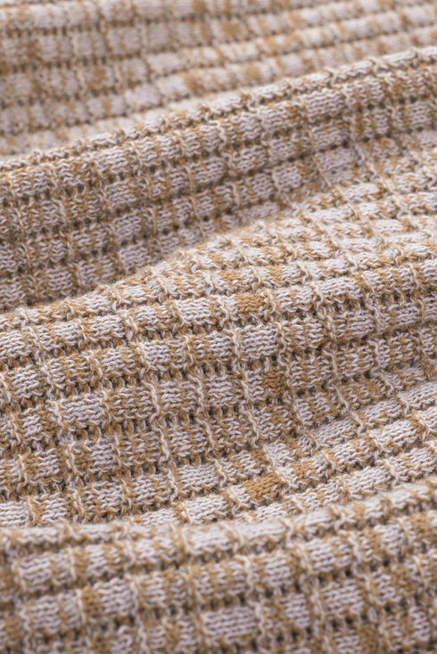 Waffle Knit Surplice V Neck Long Sleeve Top