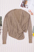 Waffle Knit Surplice V Neck Long Sleeve Top