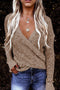Waffle Knit Surplice V Neck Long Sleeve Top