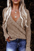 Waffle Knit Surplice V Neck Long Sleeve Top