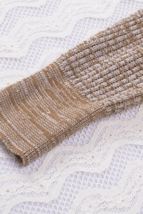 Waffle Knit Surplice V Neck Long Sleeve Top