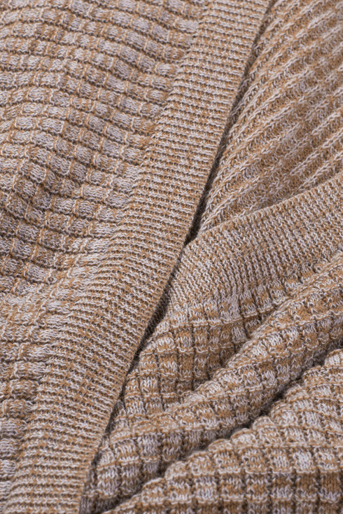 Waffle Knit Surplice V Neck Long Sleeve Top