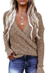 Waffle Knit Surplice V Neck Long Sleeve Top