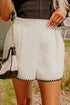 Waffle Knit Texture Ricrac Hemline Casual Shorts