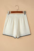 Waffle Knit Texture Ricrac Hemline Casual Shorts