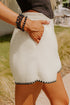 Waffle Knit Texture Ricrac Hemline Casual Shorts