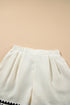 Waffle Knit Texture Ricrac Hemline Casual Shorts
