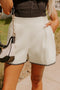 Waffle Knit Texture Ricrac Hemline Casual Shorts