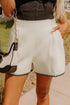 Waffle Knit Texture Ricrac Hemline Casual Shorts