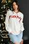 Waffle Knit Textured Graphic Script Sweatshirt