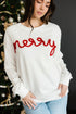 Waffle Knit Textured Graphic Script Sweatshirt