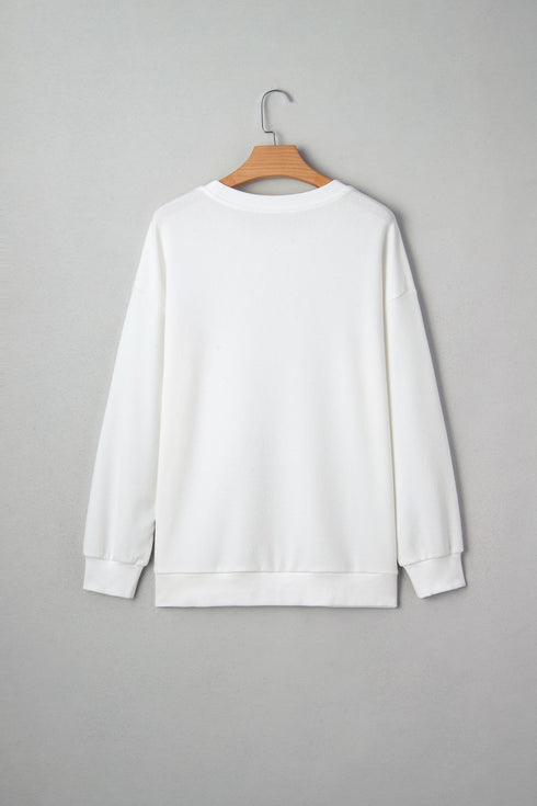 Waffle Knit Textured Graphic Script Sweatshirt