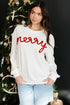 Waffle Knit Textured Graphic Script Sweatshirt