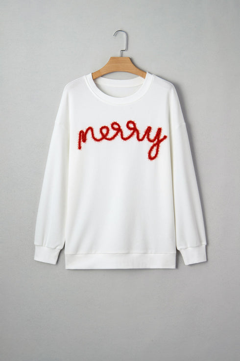 Waffle Knit Textured Graphic Script Sweatshirt