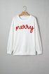 Waffle Knit Textured Graphic Script Sweatshirt