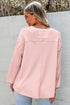 Waffle Knit V Neck Drop Shoulder Long Sleeve Casual Blouse