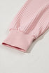 Waffle Knit V Neck Drop Shoulder Long Sleeve Casual Blouse