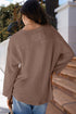 Waffle Knit V Neck Drop Shoulder Long Sleeve Casual Blouse