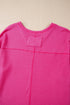 Waffle Knit V Neck Drop Shoulder Long Sleeve Casual Blouse