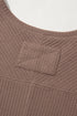 Waffle Knit V Neck Drop Shoulder Long Sleeve Casual Blouse